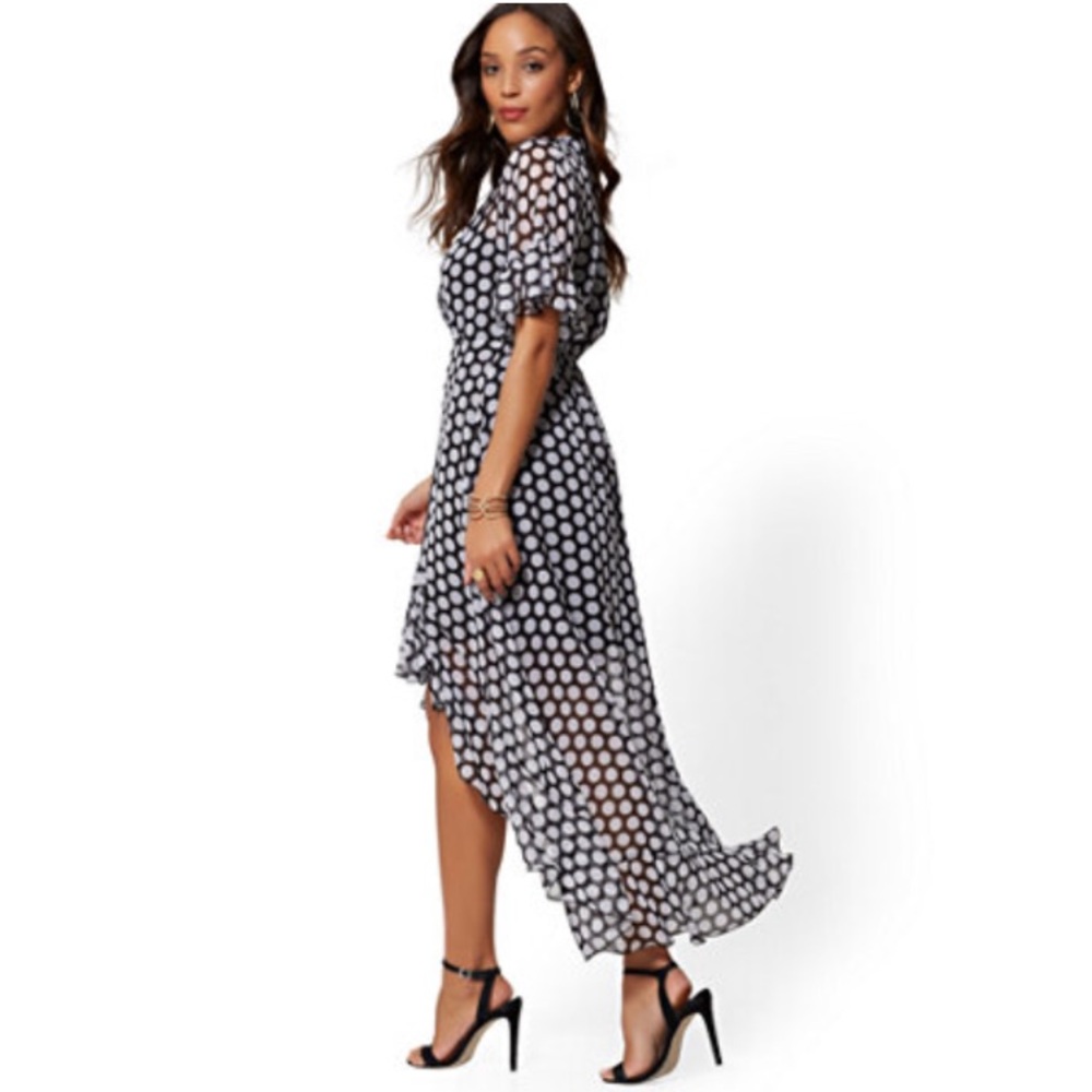 NWT NY&C Chiffon Wrap Dress Flowy Polka Dot